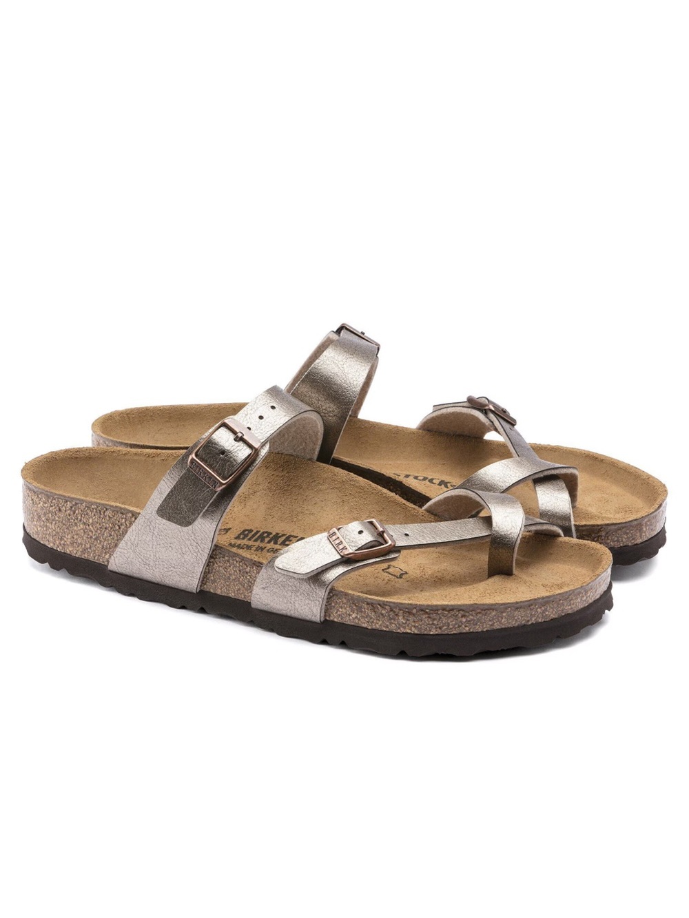 Metallic silver cork Footbed Sandals